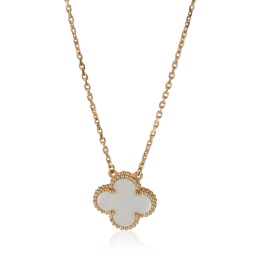 Van Cleef & Arpels Yellow Gold Mother Of Pearl Vintage Alhambra Pendant